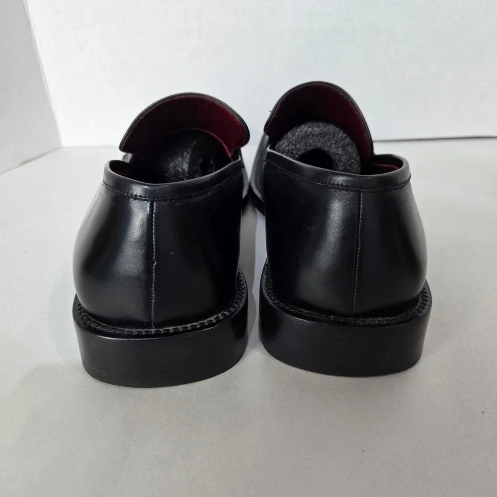 Bruno Magli Size 10 Huntley Penny Loafers Black Italian Leather Square Toe #1116